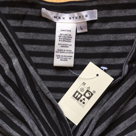 *NWT* MAX STUDIO Striped V-neck Jersey Dress, Large - Picture 5 of 8